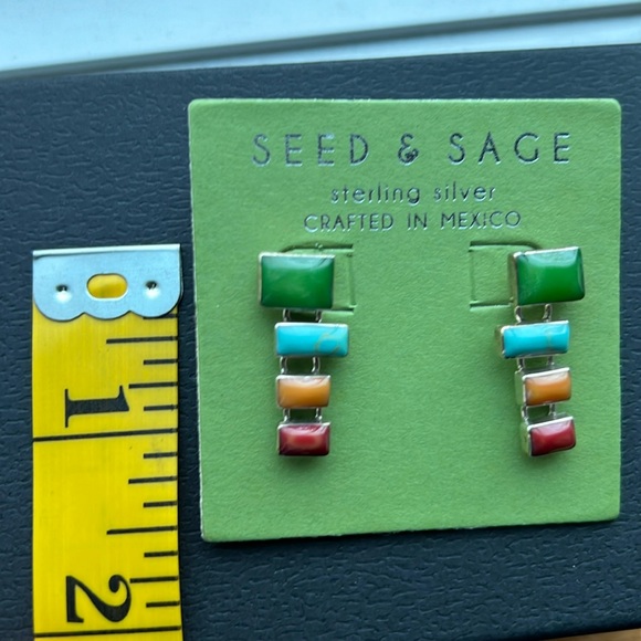 Sterling silver earrings with natural stones - Picture 2 of 3